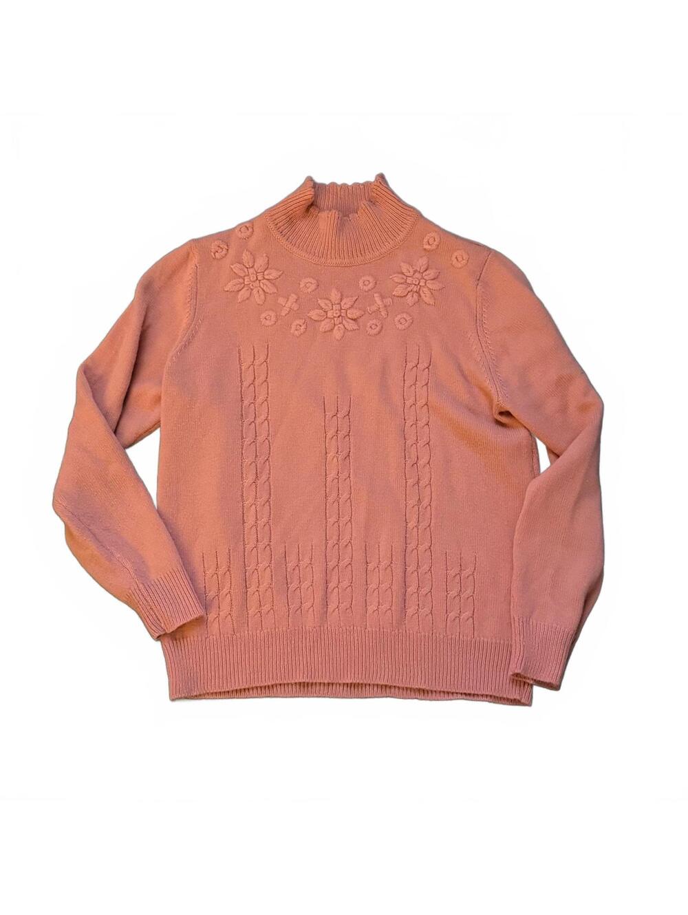 Salon Studio Women's Medium Pink Embroidered Mock Neck Sweater
